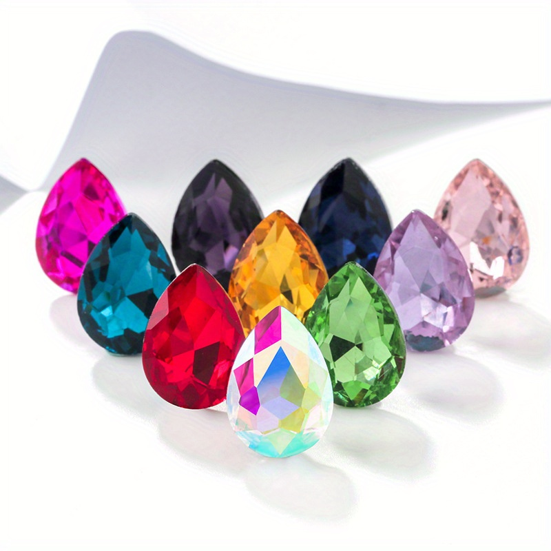 60pcs Colorful Acrylic Teardrop Crystals for DIY Headdresses & Clothing Embellis